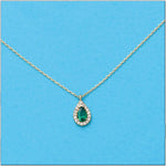 GARGANTILLA ORO 18KL LAGRIMA CRISOPAL VERDE