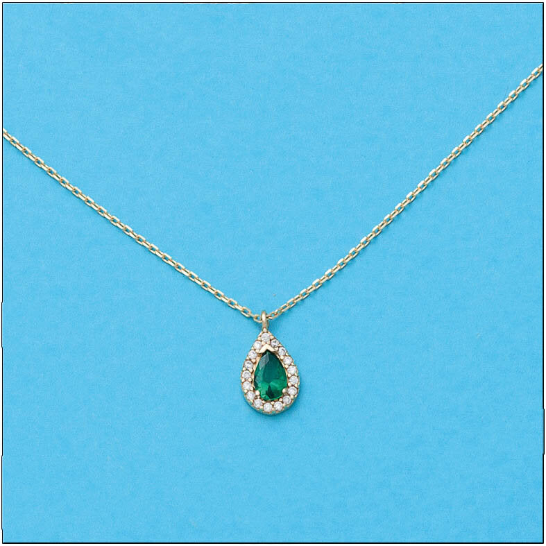 GARGANTILLA ORO 18KL LAGRIMA CRISOPAL VERDE