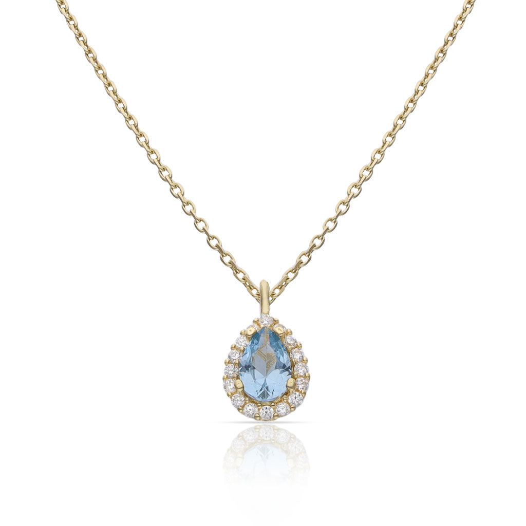 GARGANTILLA ORO 18KL LAGRIMA PIEDRA AGUA - 6x9MM