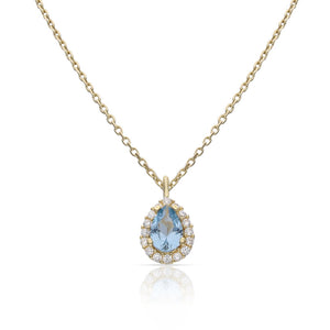 GARGANTILLA ORO 18KL LAGRIMA PIEDRA AGUA - 6x9MM