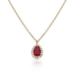 GARGANTILLA ORO 18KL LAGRIMA PIEDRA ROJA - 6x9MM