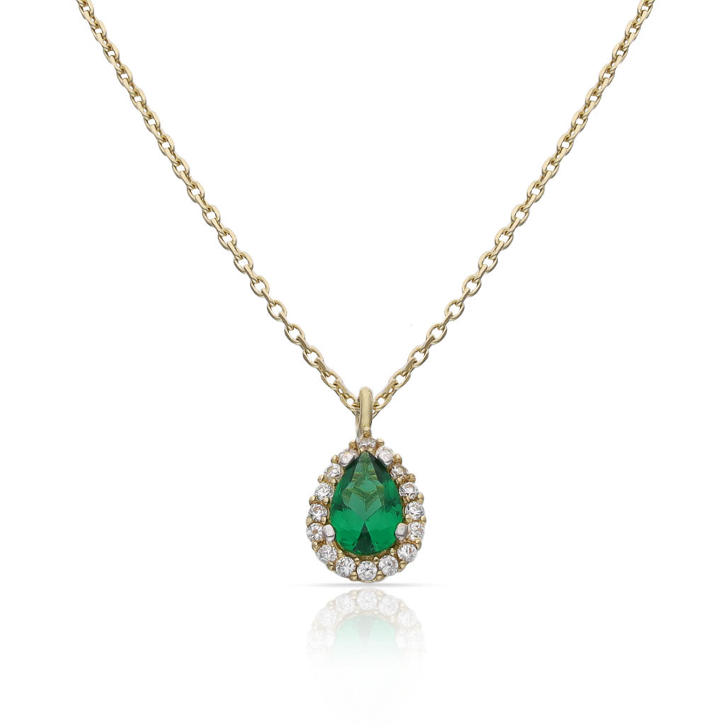 GARGANTILLA ORO 18KL LAGRIMA PIEDRA VERDE - 6x9MM