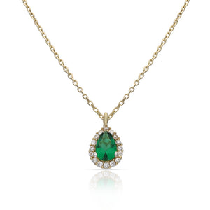 GARGANTILLA ORO 18KL LAGRIMA PIEDRA VERDE - 6x9MM