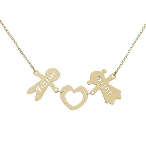 GARGANTILLA ORO 18KL NIÑO + CORAZON + NIÑA NOMBRES - Niños: 4 Niños 