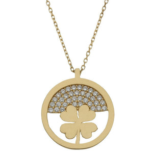 GARGANTILLA ORO 18KL TREBOL CIRCONITAS