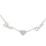 GARGANTILLA ORO BLANCO 18KL - 2 NOMBRES + CORAZON - Nombres: 12 Letras 