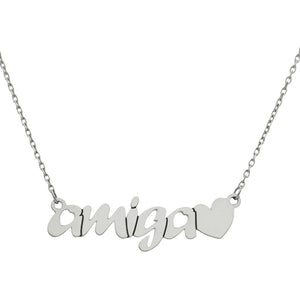 GARGANTILLA ORO BLANCO 18KL AMIGA + CORAZON