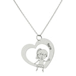 GARGANTILLA ORO BLANCO 18KL CORAZON + NIÑA