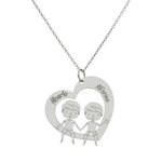 GARGANTILLA ORO BLANCO 18KL CORAZON + NIÑOS