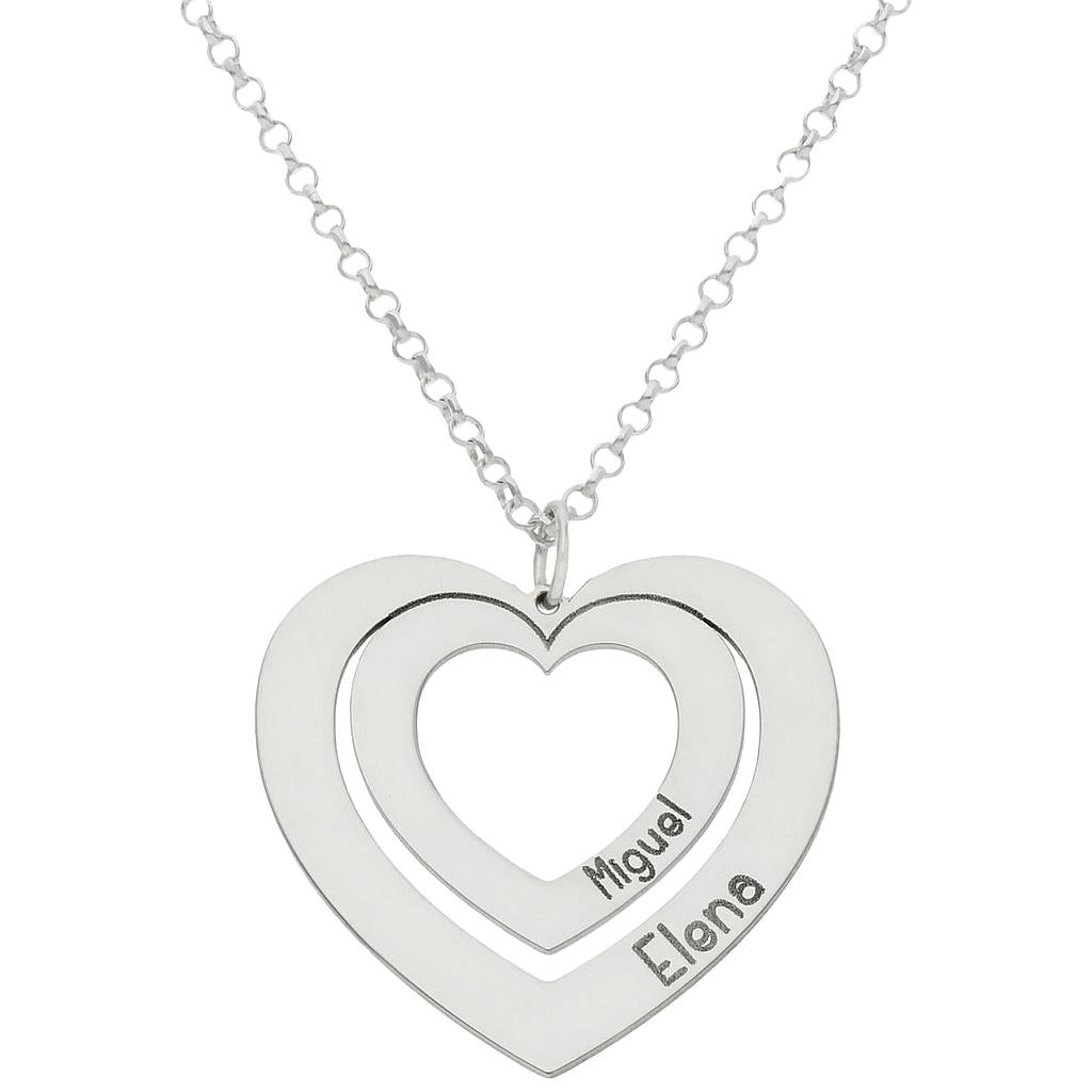 GARGANTILLA ORO BLANCO 18KL CORAZONES NOMBRES