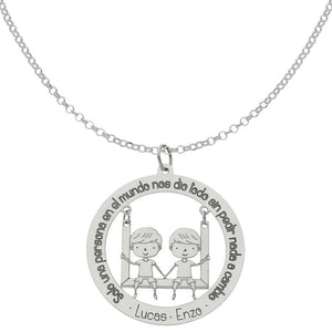 GARGANTILLA ORO BLANCO 18KL FRASE+NIÑOS - 28MM