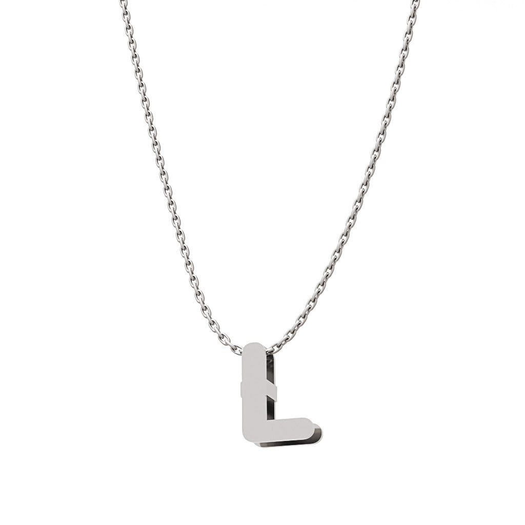 GARGANTILLA ORO BLANCO 18KL LETRA - Abecedario: L 