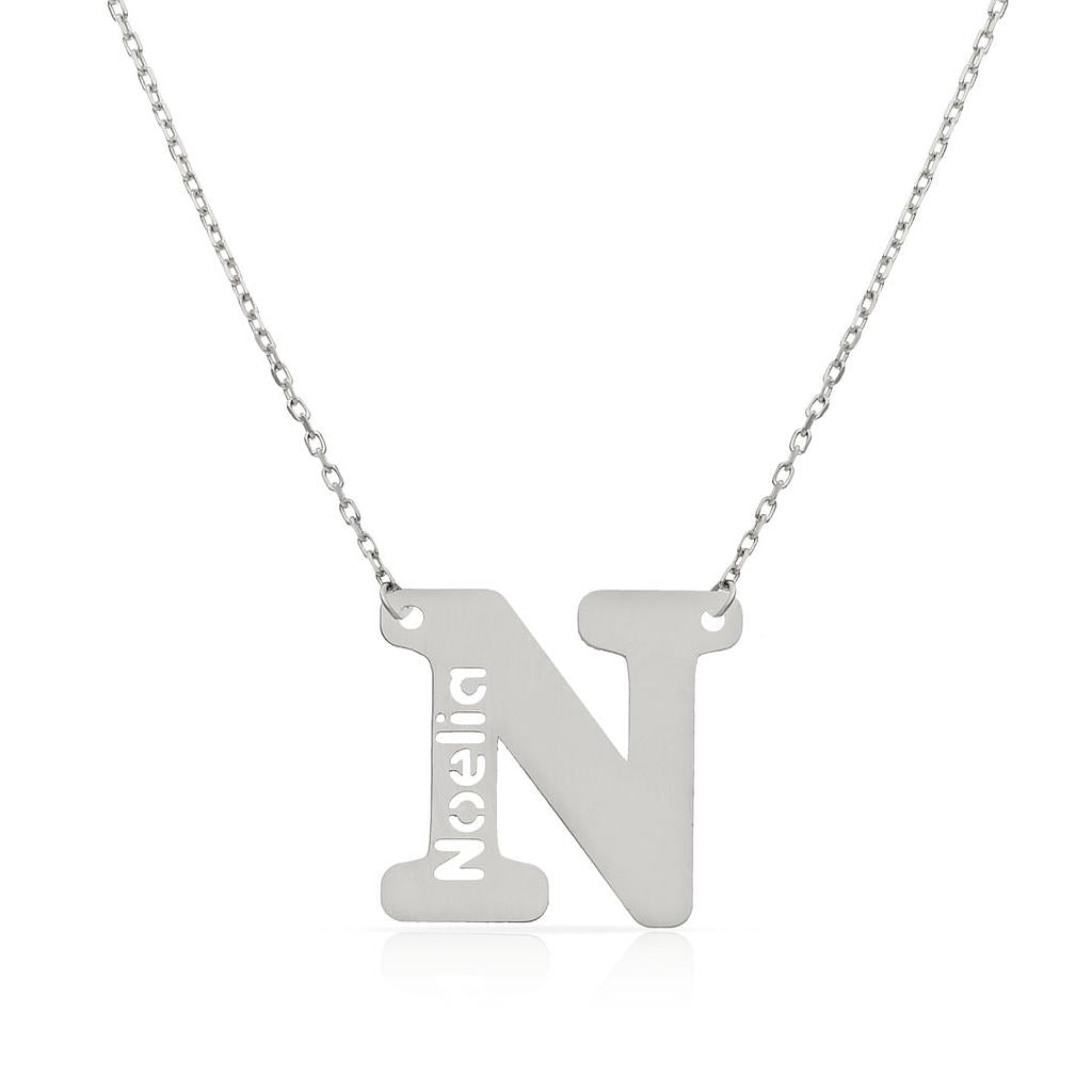 GARGANTILLA ORO BLANCO 18KL LETRA + NOMBRE - Abecedario: n 