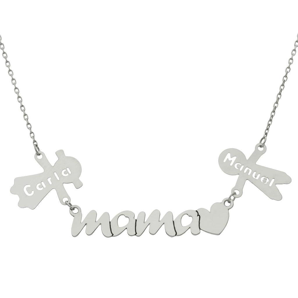 GARGANTILLA ORO BLANCO 18KL MAMA + NIÑOS