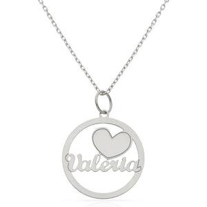 GARGANTILLA ORO BLANCO 18KL NOMBRE + CORAZON
