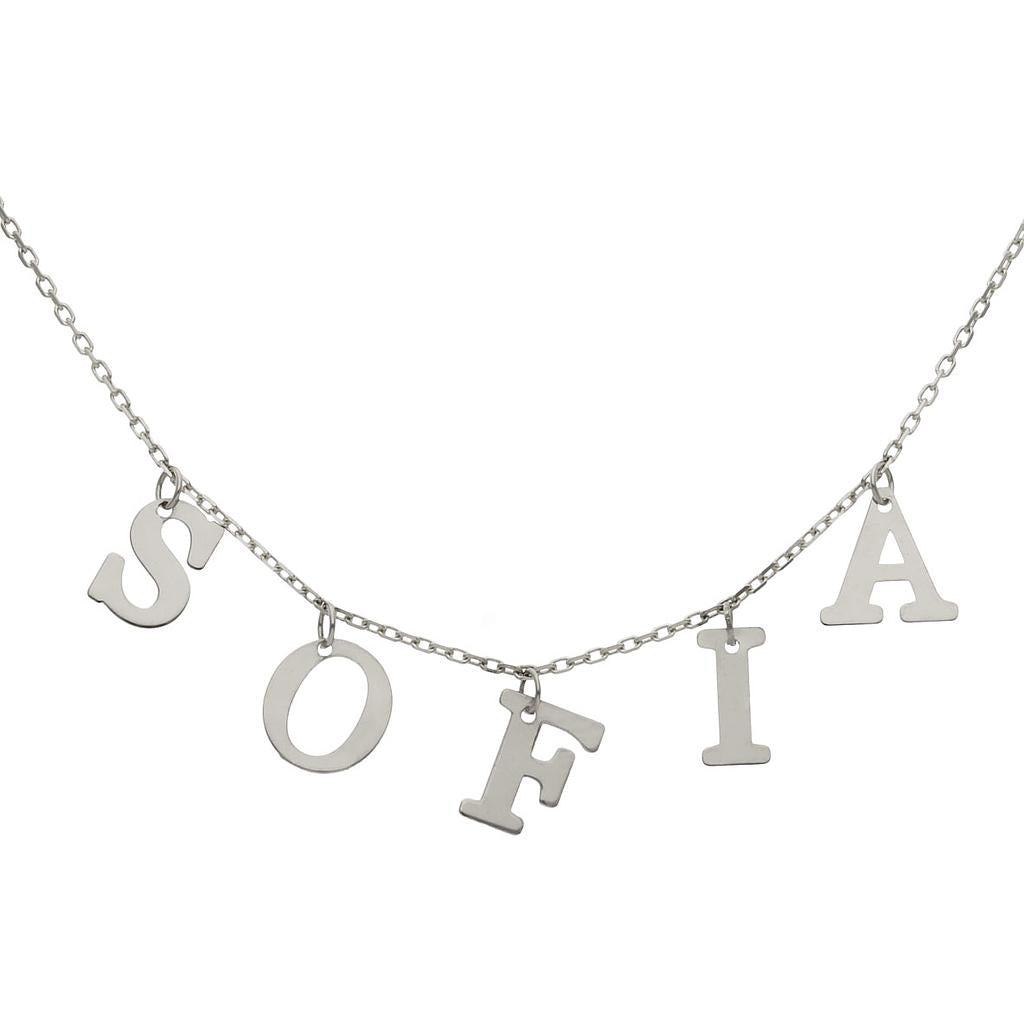 GARGANTILLA ORO BLANCO 18KL NOMBRE LETRAS - Nombres: 4 Letras 