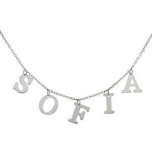 GARGANTILLA ORO BLANCO 18KL NOMBRE LETRAS - Nombres: 5 Letras 