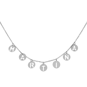GARGANTILLA ORO BLANCO 18KL NOMBRE MINI CHARMS - Nombres: 2 Letras 