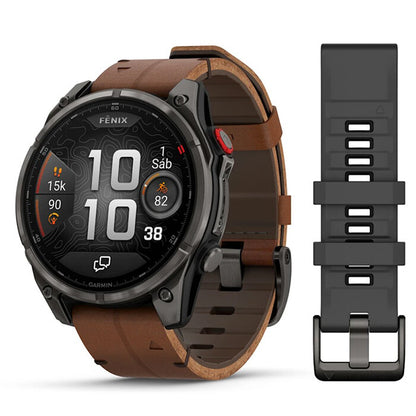 Garmin fēnix 8 Pro 47 mm AMOLED Titanio Correa Cuero 010-03198-40
