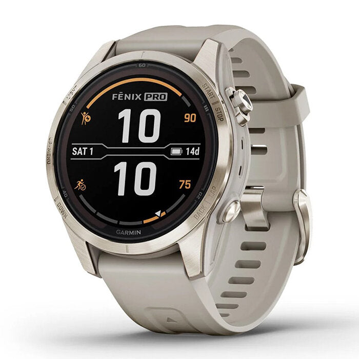 Garmin Fénix 7S Pro Solar Zafiro Dorado y Beige 010-02776-15
