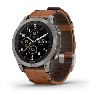 Garmin Fénix 7 Pro Solar Zafiro Titanio Cuero Marrón 010-02777-30