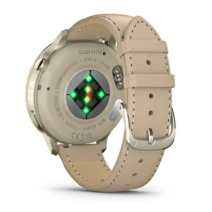 Garmin Venu 4 Cuero Beige 41mm + Correa Silicona Blanca 010-03013-03
