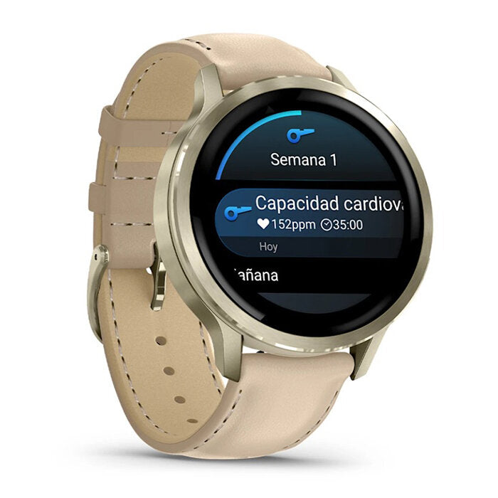 Garmin Venu 4 Cuero Beige 41mm + Correa Silicona Blanca 010-03013-03