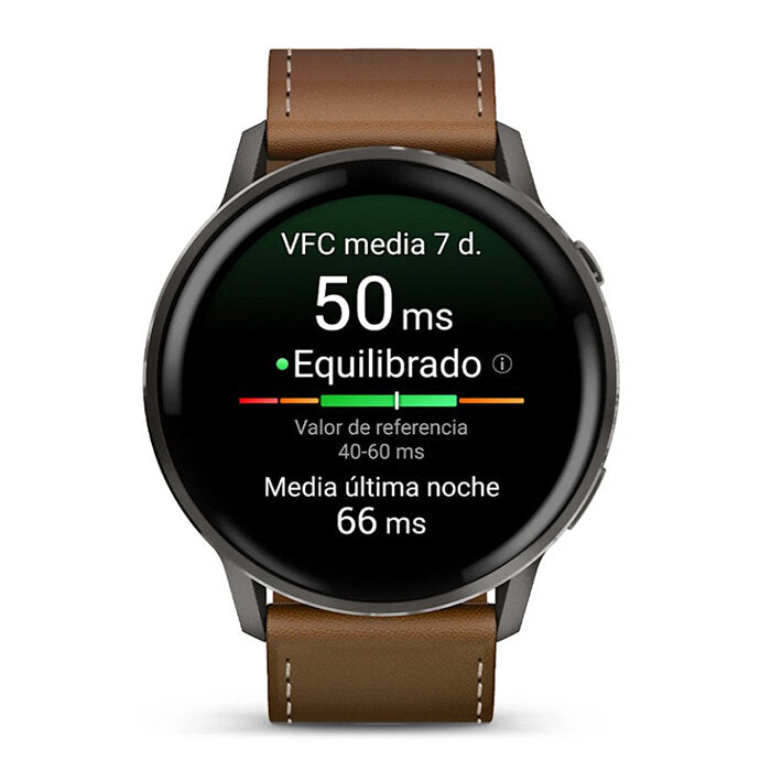 Garmin Venu 4 Cuero Marrón 45mm + Correa Silicona Negra 010-03014-03