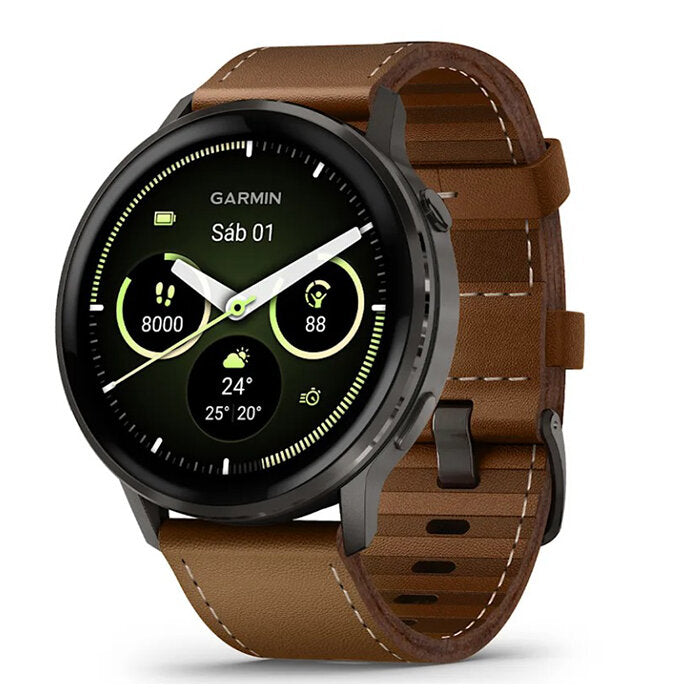 Garmin Venu 4 Cuero Marrón 45mm + Correa Silicona Negra 010-03014-03