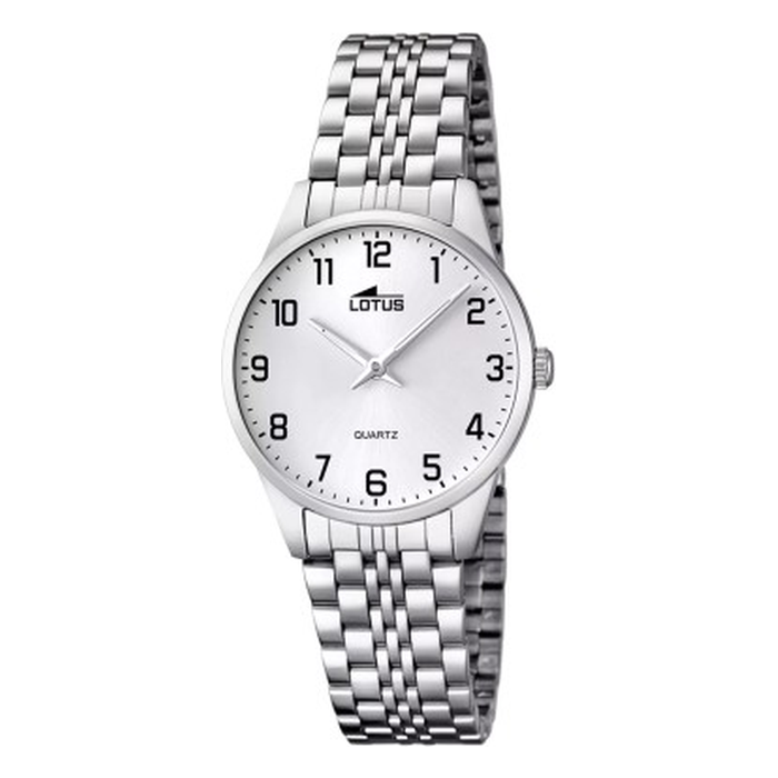 Reloj de mujer Lotus Classic 15884/1 de acero plateado con esfera blanca