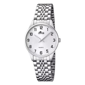 Reloj de mujer Lotus Classic 15884/1 de acero plateado con esfera blanca