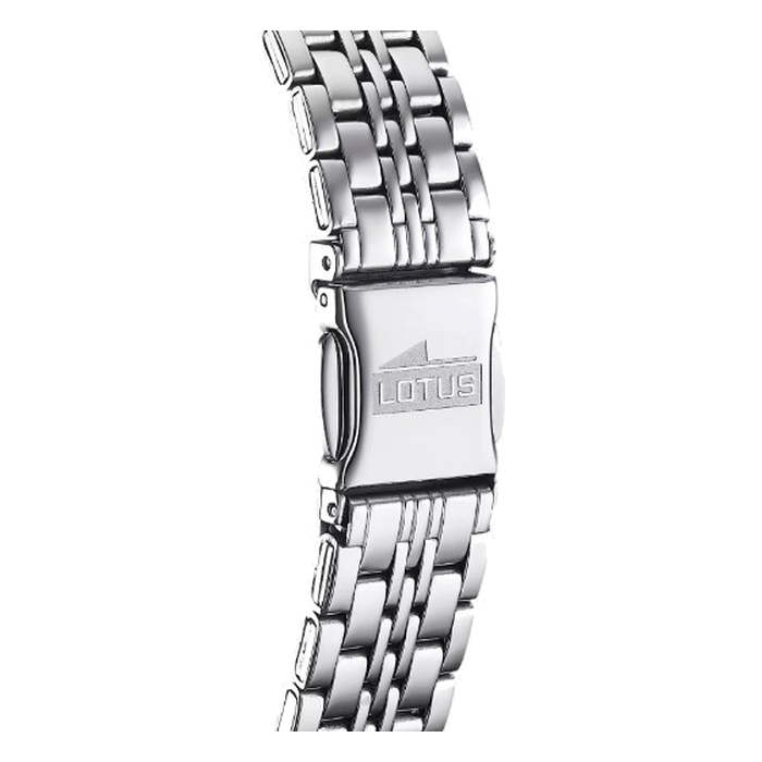 Detalle del cierre y brazalete de acero del reloj Lotus Classic 15884/1