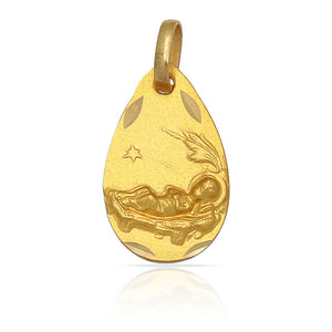 MEDALLA ORO 18 KL NIÑO EN PAJA - 11x18MM - Peso: 1.55 gr 
