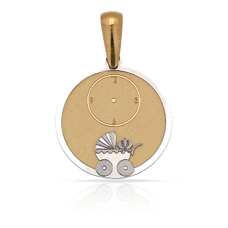 MEDALLA ORO 18KL CARRITO Y RELOJ - 15MM - Peso: 1.35 gr 