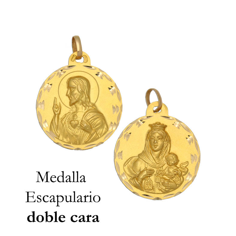 MEDALLA ORO 18KL ESCAPULARIO - 14MM - Peso: 1.55 gr 