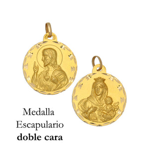 MEDALLA ORO 18KL ESCAPULARIO - 14MM - Peso: 1.75 gr 