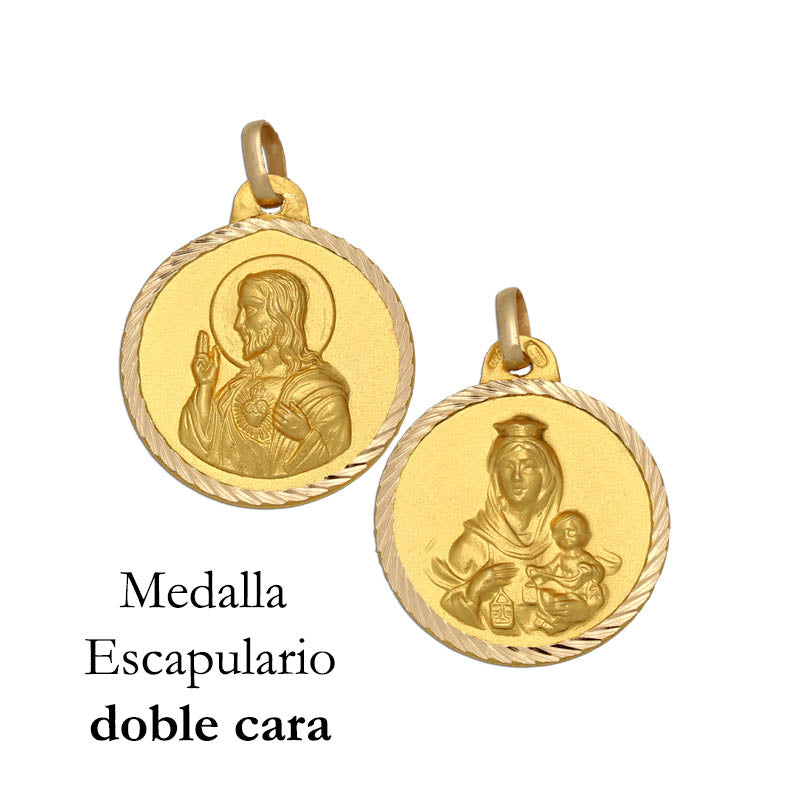 MEDALLA ORO 18KL ESCAPULARIO - 16MM - Peso: 1.50 gr 