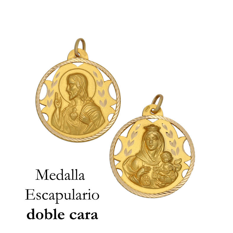 MEDALLA ORO 18KL ESCAPULARIO - 16MM - Peso: 1.70 gr 