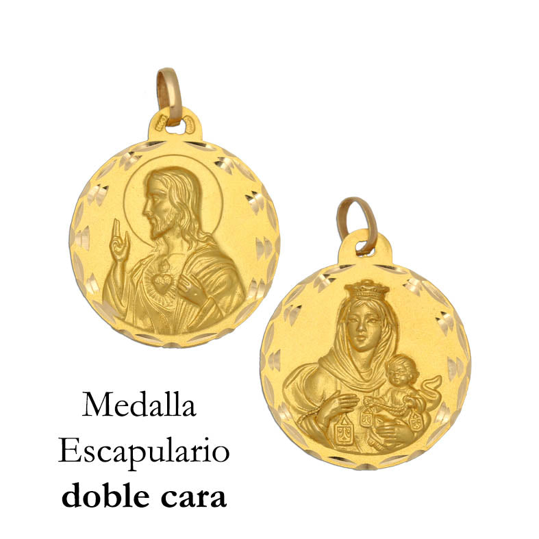 MEDALLA ORO 18KL ESCAPULARIO - 16MM - Peso: 1.80 gr 