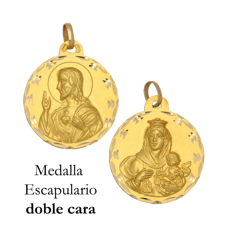 MEDALLA ORO 18KL ESCAPULARIO - 18MM - Peso: 2.20 gr 