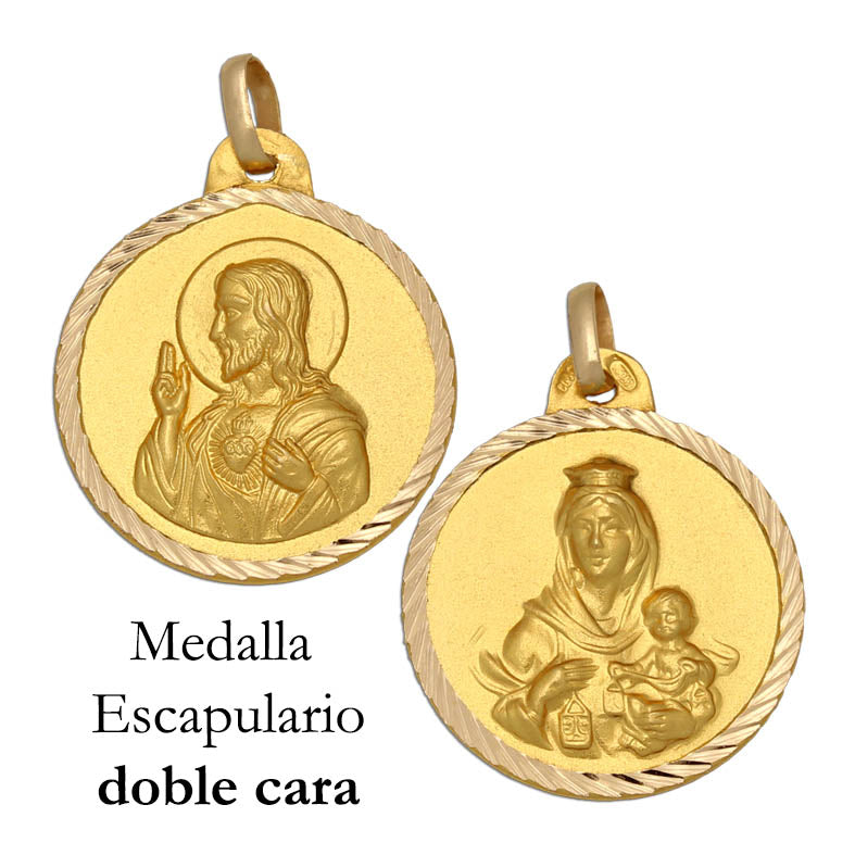 MEDALLA ORO 18KL ESCAPULARIO - 22MM - Peso: 2.60 gr 