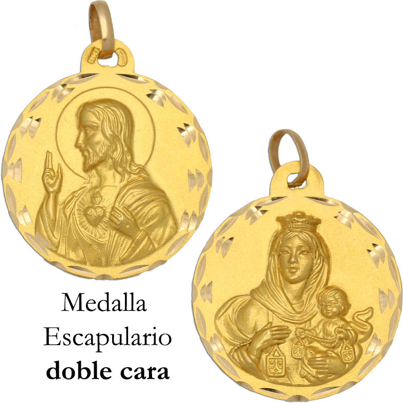 MEDALLA ORO 18KL ESCAPULARIO - 29MM - Peso: 5.40 gr 