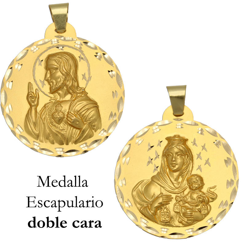 MEDALLA ORO 18KL ESCAPULARIO - 42MM - Peso: 12.55 gr 