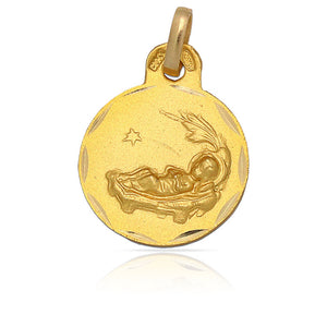 MEDALLA ORO 18KL NIÑO EN PAJA DE 15MM - Peso: 1.65 gr 
