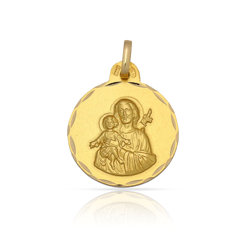MEDALLA ORO 18KL SAN JOSE - 15MM - Peso: 1.70 gr 