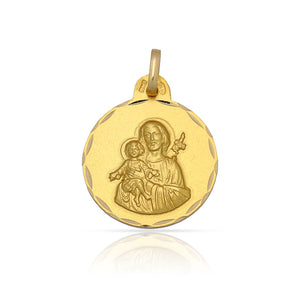 MEDALLA ORO 18KL SAN JOSE - 15MM - Peso: 1.70 gr 