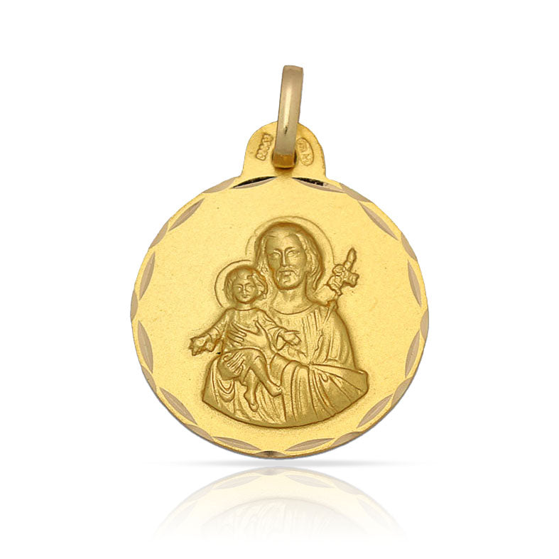 MEDALLA ORO 18KL SAN JOSE - 17MM - Peso: 2.05 gr 