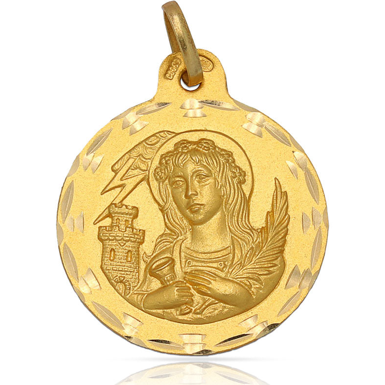 MEDALLA ORO 18KL SANTA BARBARA - 23MM - Peso: 3.40 gr 