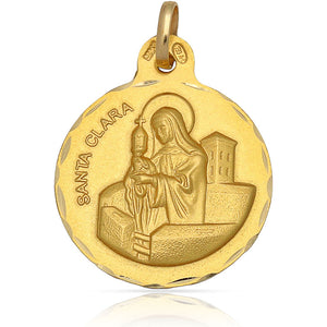 MEDALLA ORO 18KL SANTA CLARA- 21MM   - Peso: 3.05 gr 