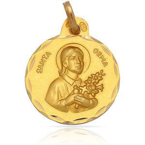 MEDALLA ORO 18KL SANTA GEMA - 19MM - Peso: 2.35 gr 